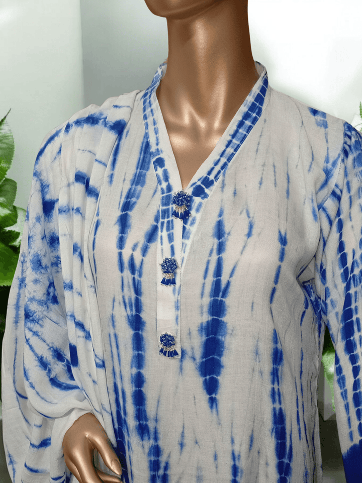 Tie and dye 3 pc Summer linen suit- Beach - Ushams Clothing