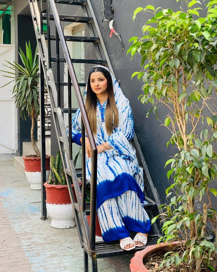 Tie and dye 3 pc Summer linen suit- Beach - Ushams Clothing
