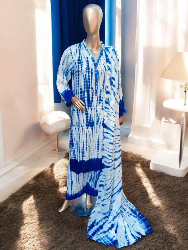 Tie and dye 3 pc Summer linen suit- Beach - Ushams Clothing
