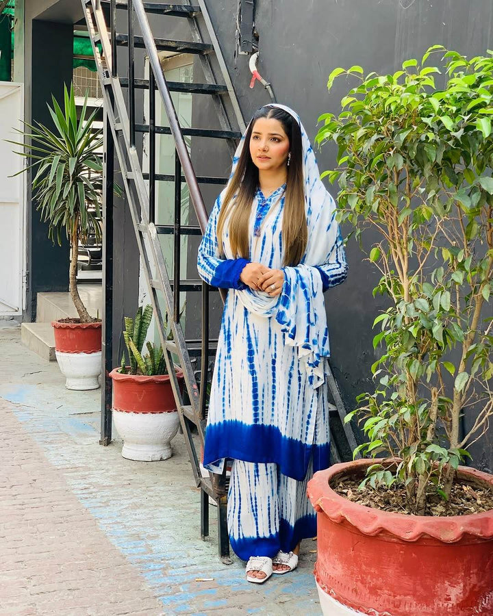 Tie and dye 3 pc Summer linen suit- Beach - Ushams Clothing